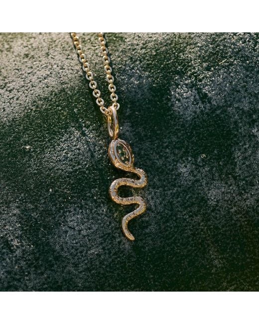 Zohreh Metallic Emerald Snake Pendant 9K