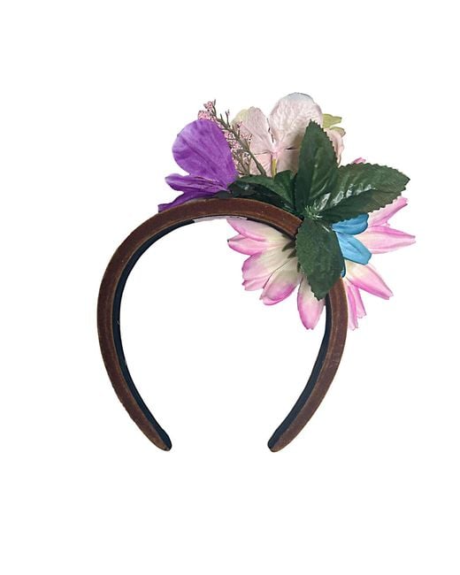 Natalia Petruch Pink Aurelia Honey Amber Velvet Flower Headband – & Faux Floral Statement Hair Accessory