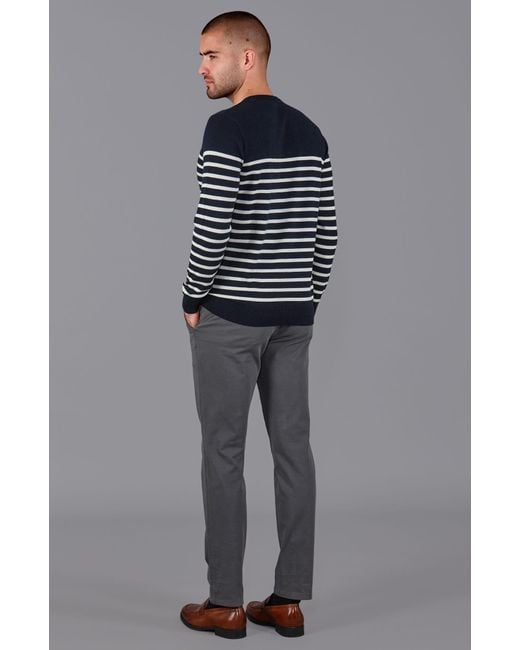 Paul James Knitwear Blue Lightweight Cotton Allen Striped Breton Sweater for men