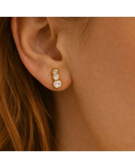 Lily Flo Jewellery Metallic Tripple Diamond Studs Earring