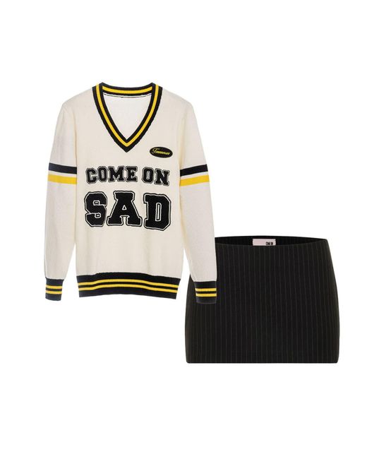 Come on Black Sad Cheerleader Pinstripe Mini Skirt