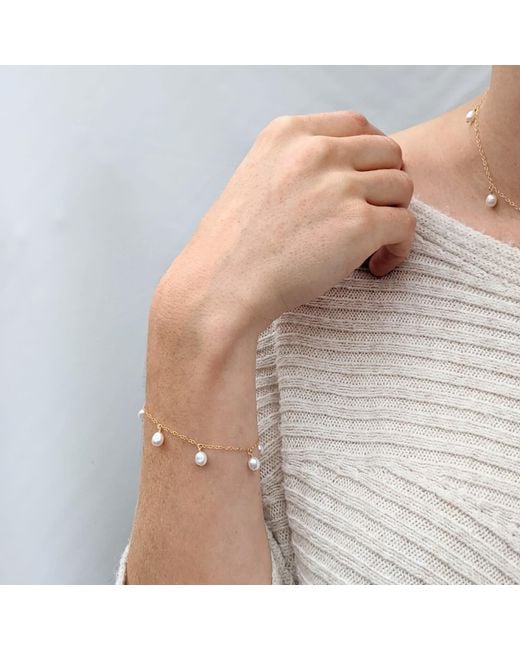 Kiri & Belle White Annalise Pearl Drop Charm Sterling Bracelet