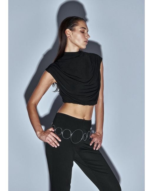 Khéla the Label Black Boy Bye Draped Crop Top