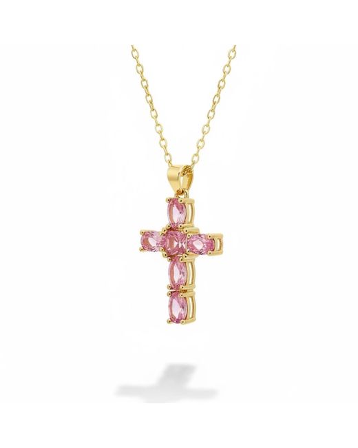 Vicky&Nico Pink Crystal Cross Necklace