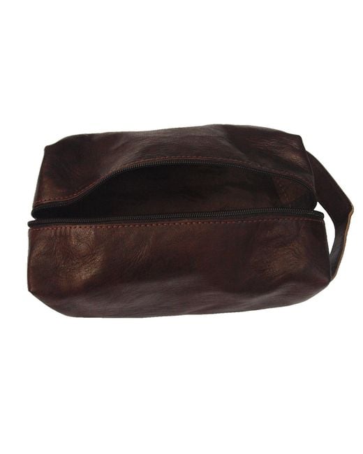 Berber Leather Black Leather Wash Bag for men