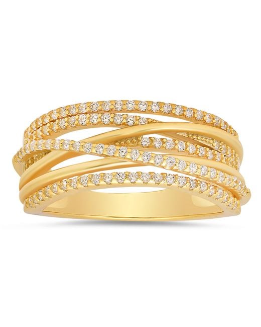 Kylie Harper Metallic Diamond Cz Crossover Statement Ring