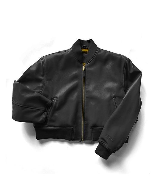 COOL Creative Black Cropped Leather Bomber Jacket