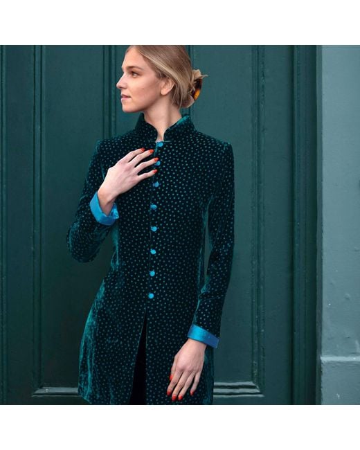 Beatrice von Tresckow Blue Jade Dotti Devore Velvet Grace Jacket