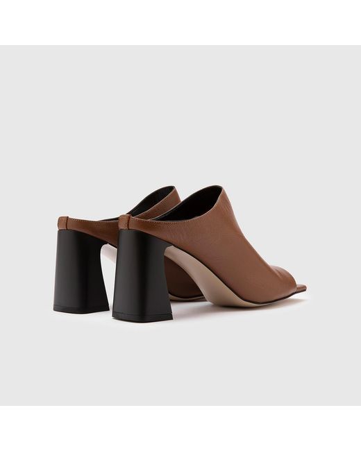 Ilvi Brown Geran Dark Saddle Floater Leather Heeled Slide