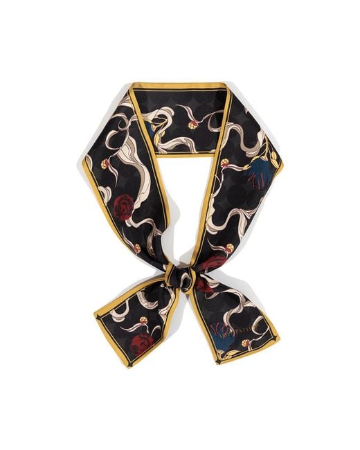 Lost Pattern Black Dream Silk Twilly Neck Bow