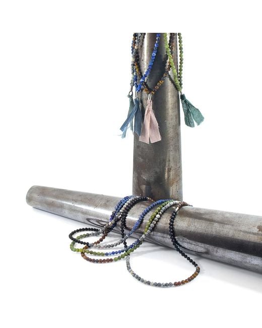 Anchor and Crew Metallic Jade Luke, Stone & Cotton Voile Skinny Necklace X Wrap Bracelet for men
