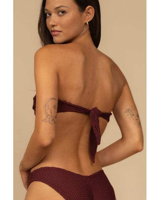 Montce Purple Crochet Tori Ties Bandeau Bikini Top