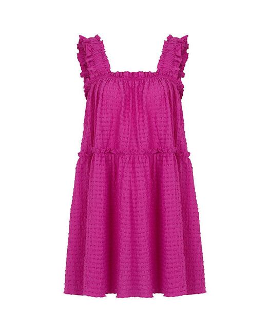 Nocturne Pink Ruffled Tiered Mini Dress