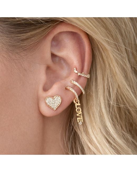 Ecce | Artisan Diamonds Metallic Solid 14Ct Mini Heart Diamond Pair Stud Earring