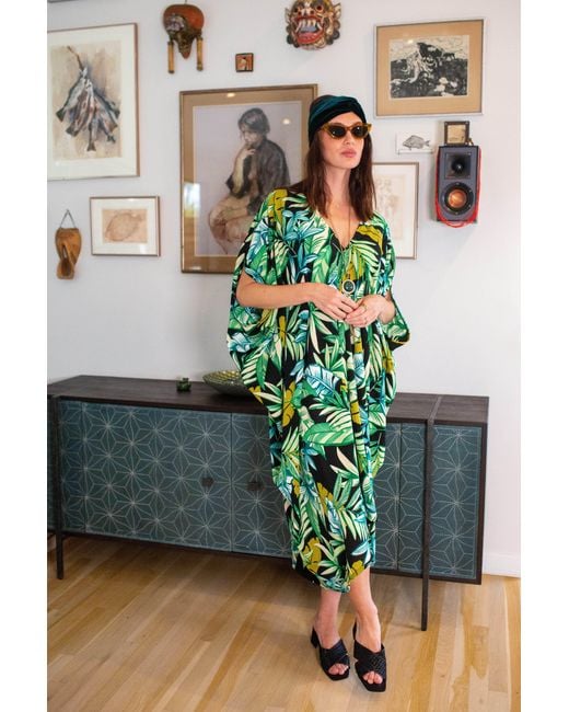 Jennafer Grace Green Canopy Noir Caftan