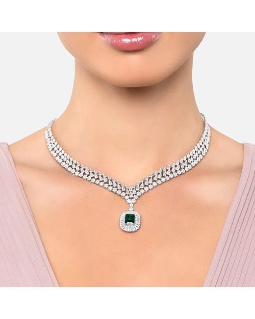 Latelita London Metallic Countess Statement Emerald Necklace