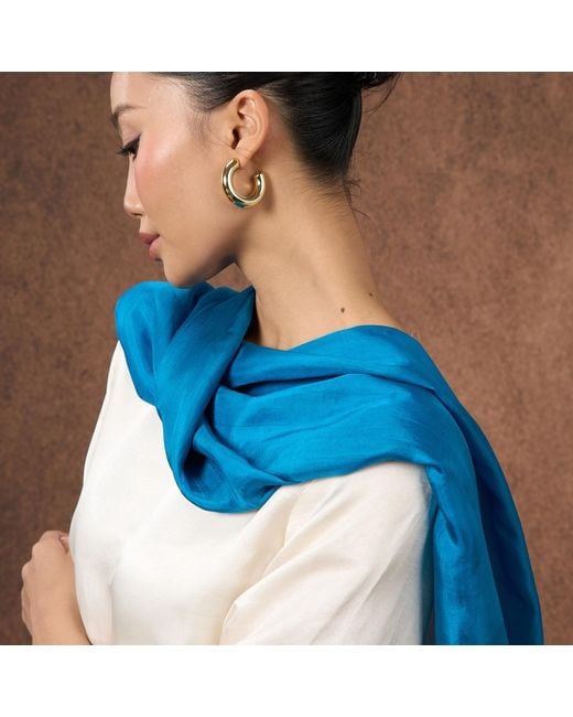 Silk and Bears Blue Silk Scarf – Hand-Dyed Mulberry Silk Shawl, Wedding & Evening Wrap