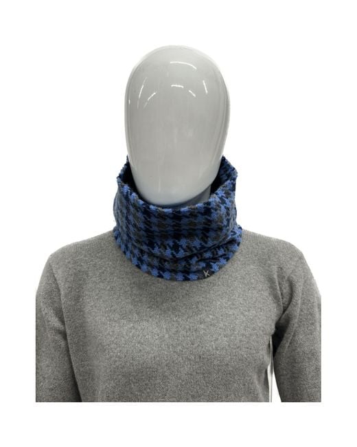 Kinalba Deluxe Blues Houndstooth Cashmere Snood