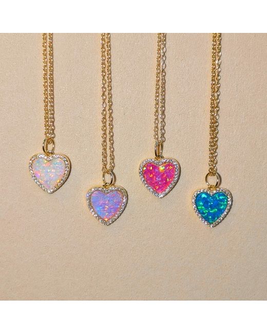 KAMARIA Blue Opal Heart Necklace With Crystals