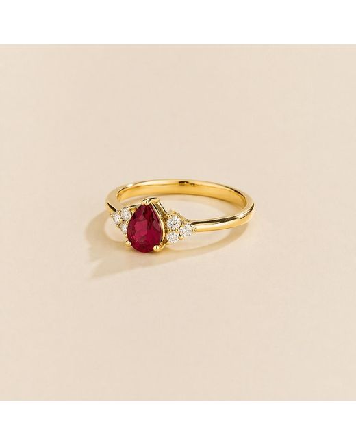 Juvetti Multicolor Nora Ruby & Diamond Pear Cut Ring