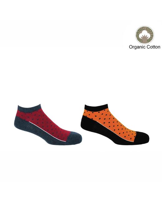Peper Harow - Made in England Orange Polka Organic Trainer Socks Bundle for men