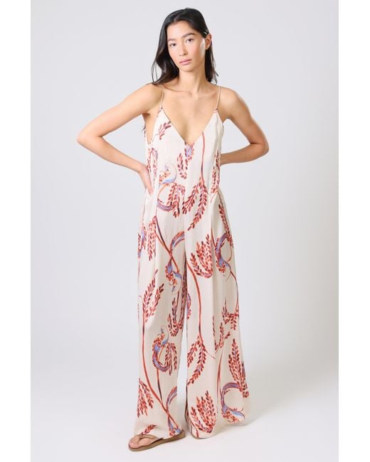 Traffic People Pink Birds Of A Feather Cream And Ithaca Romper Jumpsuit