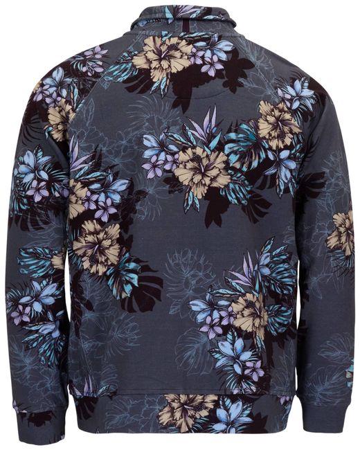 Lords of Harlech Blue Neville Exotic Floral Printed Zip Jacket for men