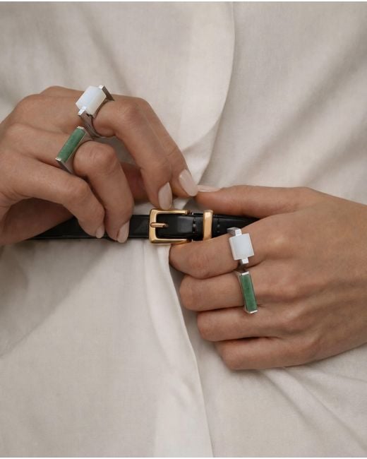seree Blue Year Of The Horse Jade Stone Saddle Ring