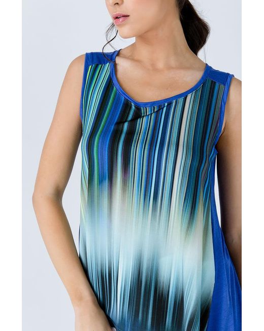 Conquista Blue Gradient Stripe A-Line Sleeveless Top