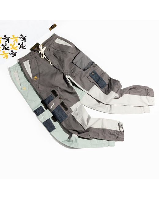 Chuks Collins Gray Act Self Cargo Pants- Diffusion Collection for men