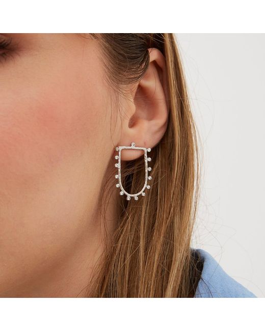 Spero London Metallic Sterling Shield Crown Natural Textured Earrings