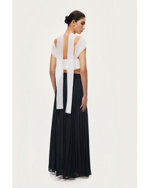 Nocturne White Strapless Draped Bustier Top