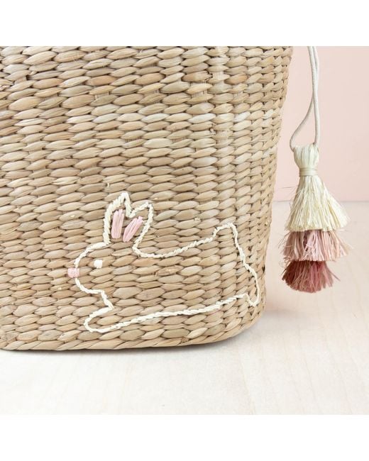 LIKHÂ Natural Mini Tote Bag With Embroidered Bunny