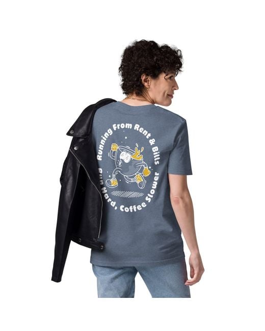 Anchor and Crew Blue Heather Gustatory Coffee Over Bills Organic Cotton Embroidered T-Shirt