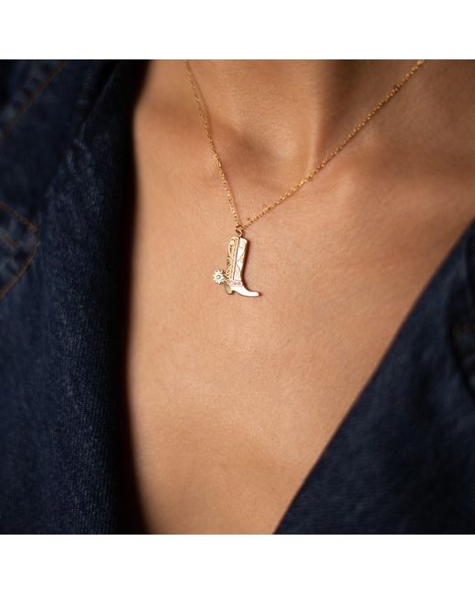 Ebru Jewelry Metallic Western Spirit Cowboy Boot Vermeil Necklace