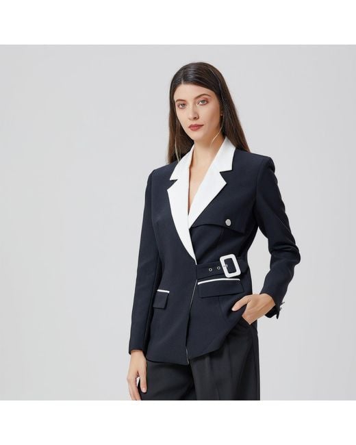 Smart and Joy Black Bi-Color Tailor Jacket