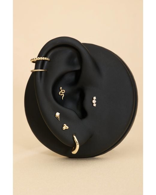 Vanhi Metallic 14K Solid Snake Flat Back Stud