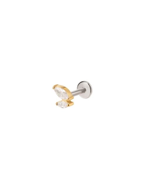 Vanhi Metallic Double Marquise Threadless Flat Back Titanium Cartilage Stud