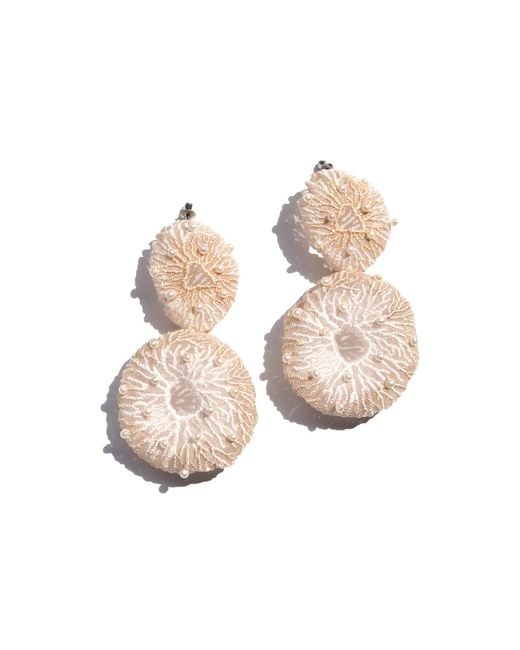 Nana Watanabe Natural Coral Egg Pearl Embroidered Earrings