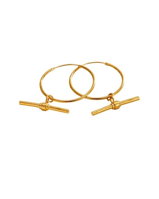Posh Totty Designs Metallic Plated T Bar Charm Hoop Earrings