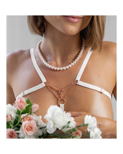 MONIQUE MORIN LINGERIE White Frisson Body Harness Crystal