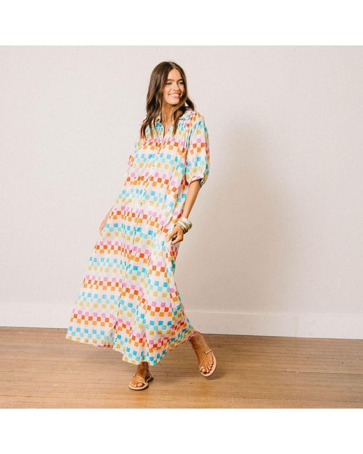SUNSHINE TIENDA White Summer Camp Geo Oasis Dress