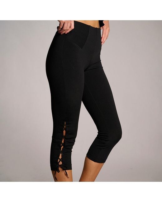 Love and Nostalgia Black Sarah Lace Up Capri Legging
