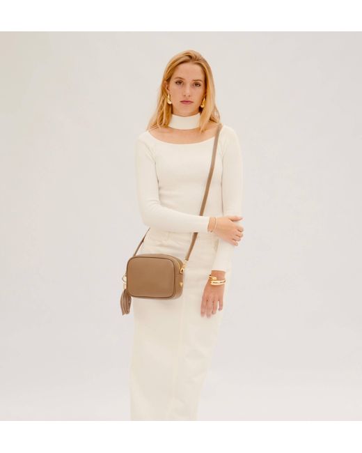 Apatchy London Gray The Tassel Latte Leather Crossbody Bag