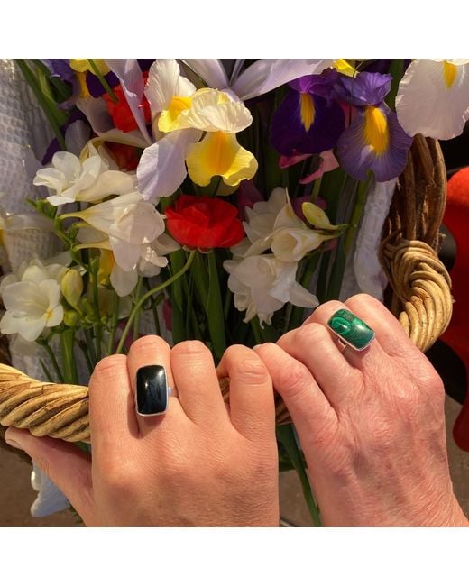 FV Jewellery Green La Stèle Malachite Rectangle Ring