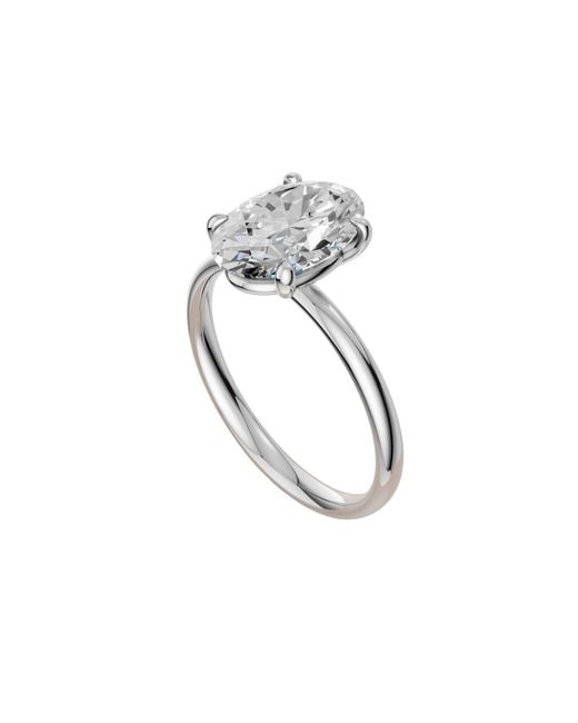Aya Fine Jewelry Metallic 1.75 Cwt Oval Lab Diamond Solitaire Engagement Ring