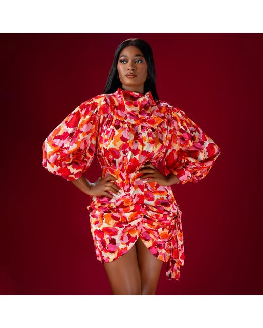 Freak Vault Red Solaris Draped Mini Dress