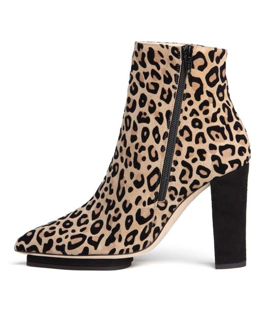 Beautiisoles by Robyn Shreiber Made in Italy Black Neutrals Tessa Animal Printed Suede Ankle Bootie Block Heel