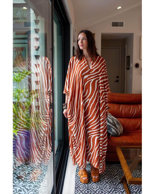 Jennafer Grace Red Talitha Cinched Waist Caftan