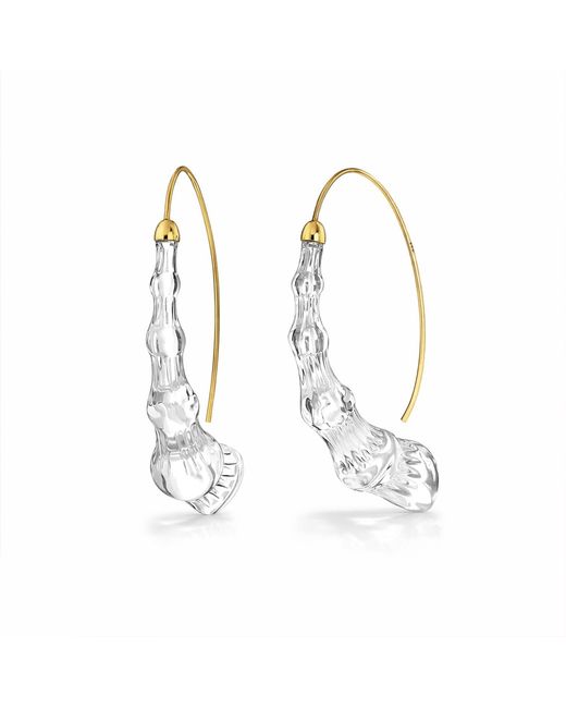 Gold & Honey Metallic Wishbone Bamboo Drop Earrings